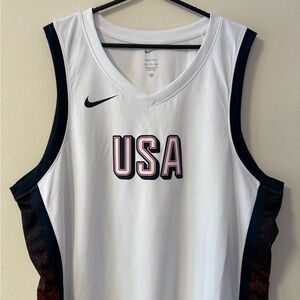 Nike White and Navy USA Basketball Jersey